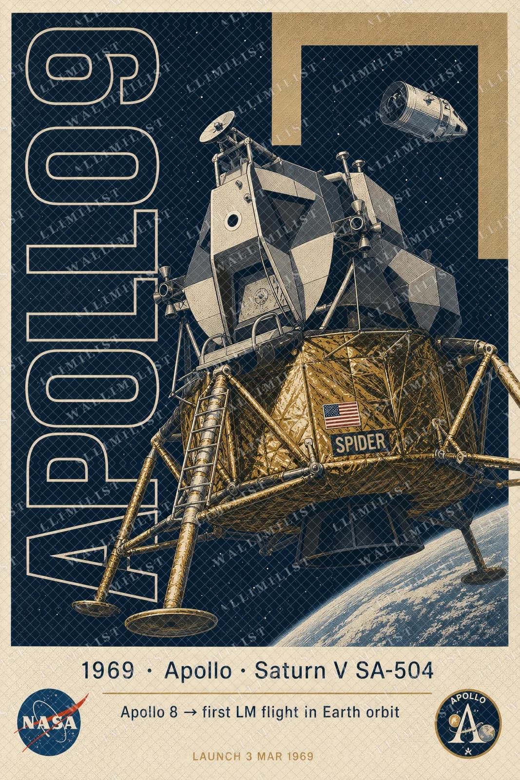 Actual watermarked print of Apollo 9