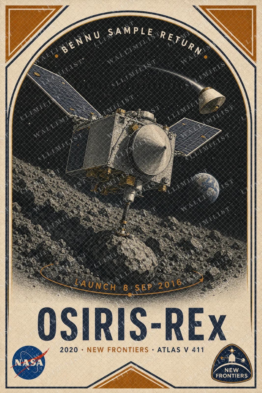 Actual watermarked print of OSIRIS-REx