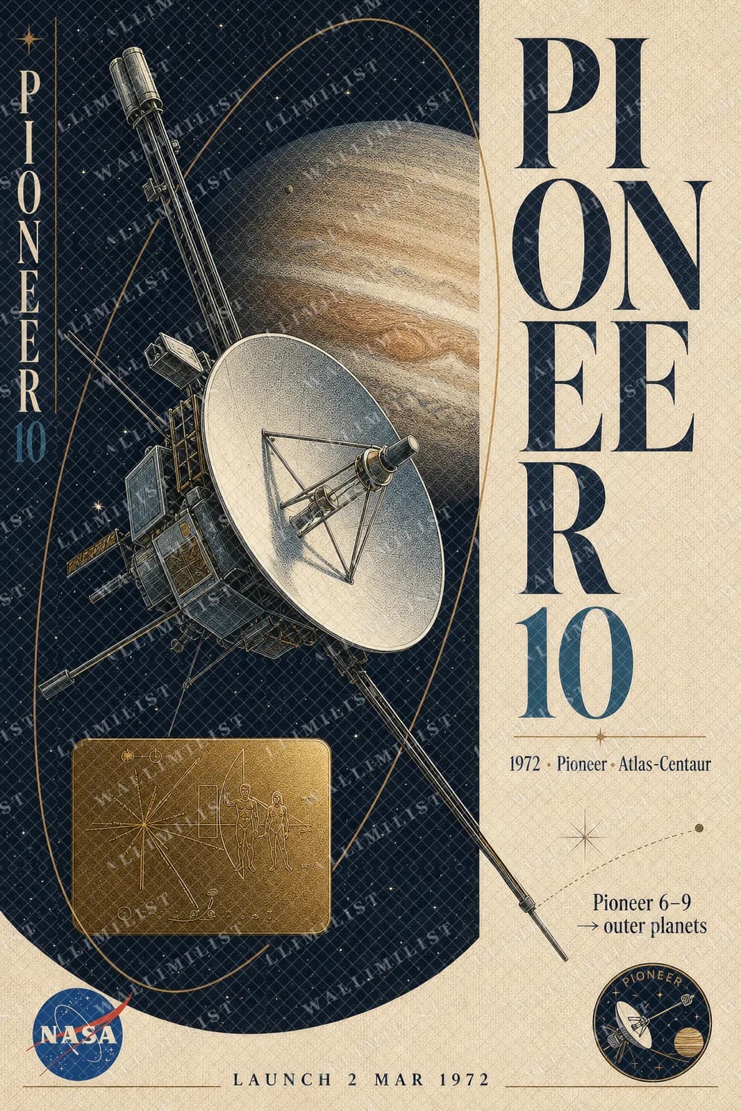 Actual watermarked print of Pioneer 10 — NASA Heritage Collector