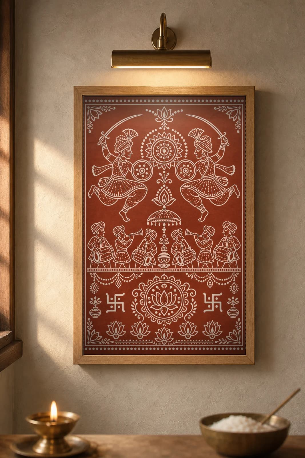 Chholiya Dance — framed museum print, Aipan