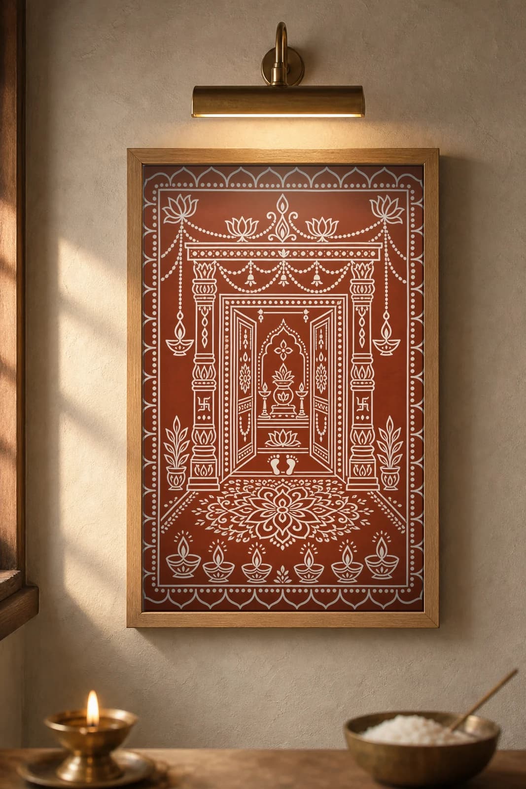Diwali Doorway — framed museum print, Aipan
