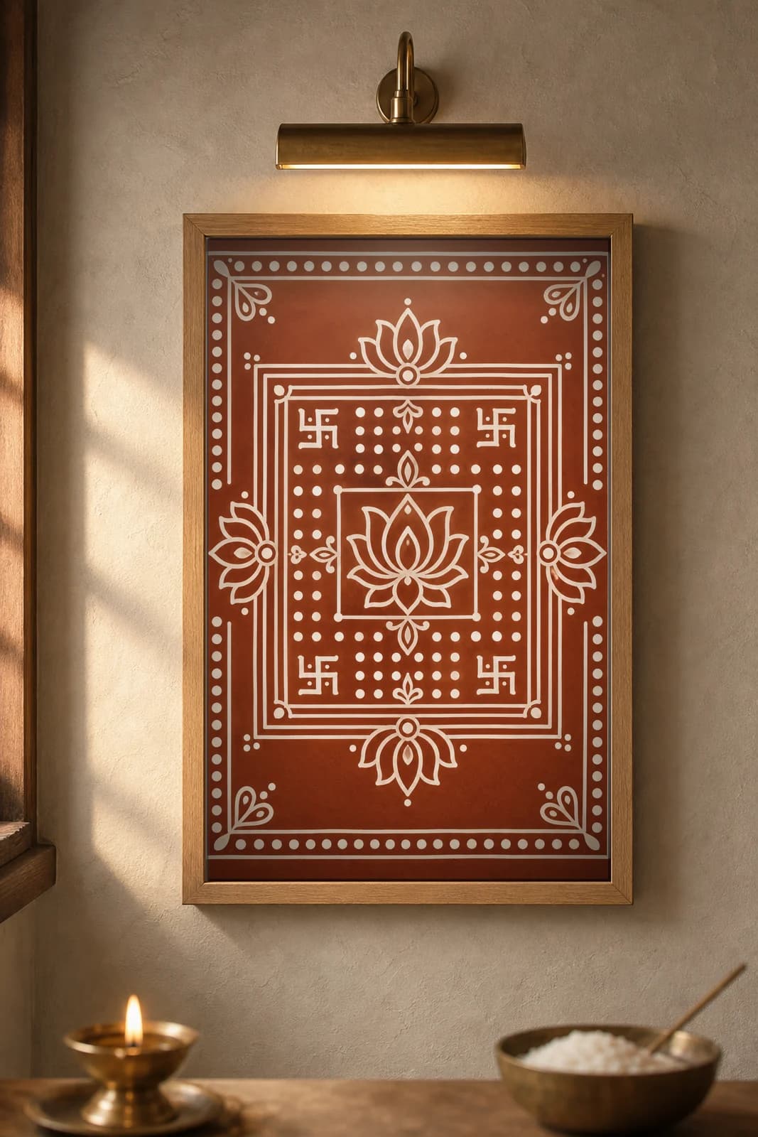 Bindu Chowki — framed museum print, Aipan