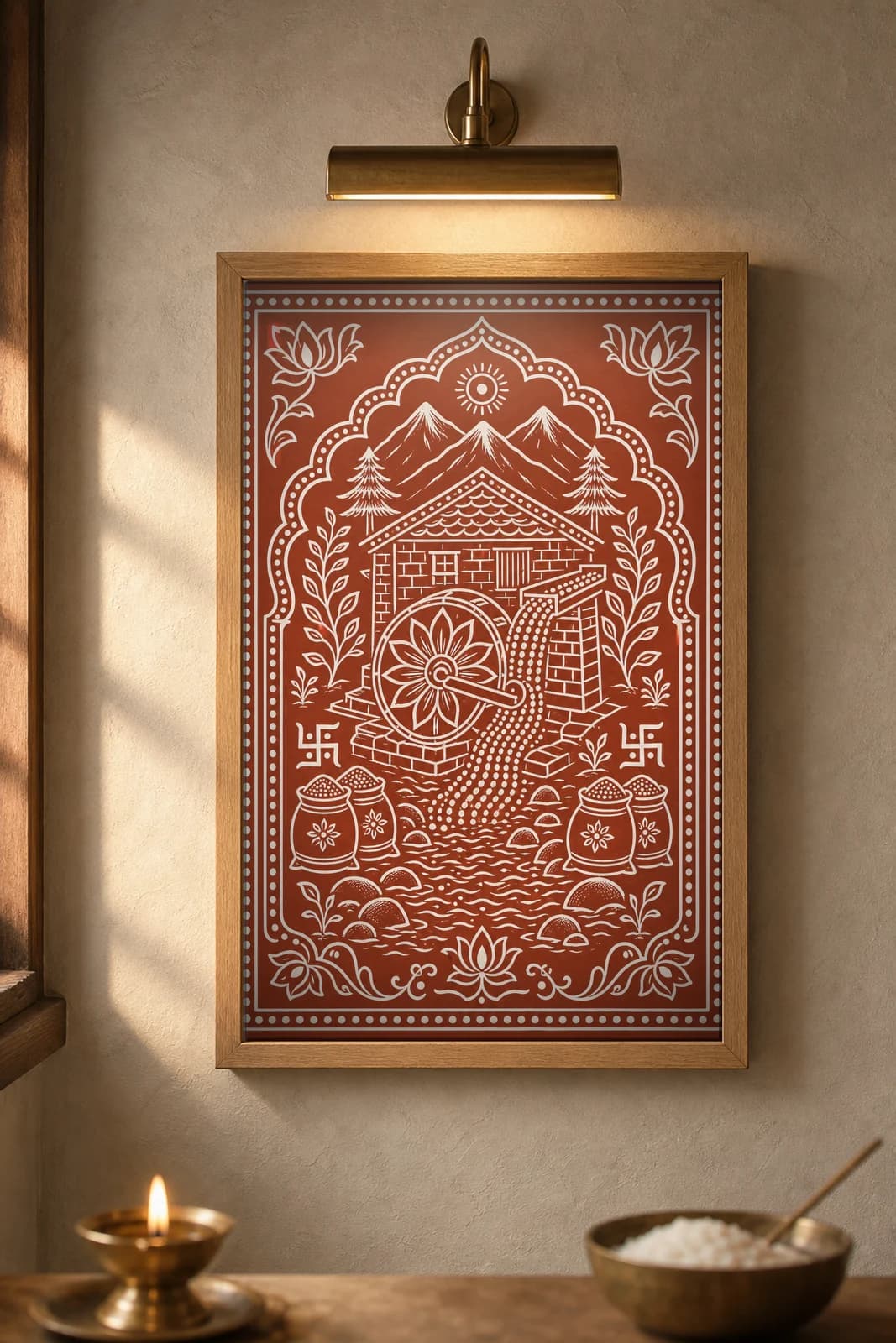 Pahari Gharat — framed museum print, Aipan