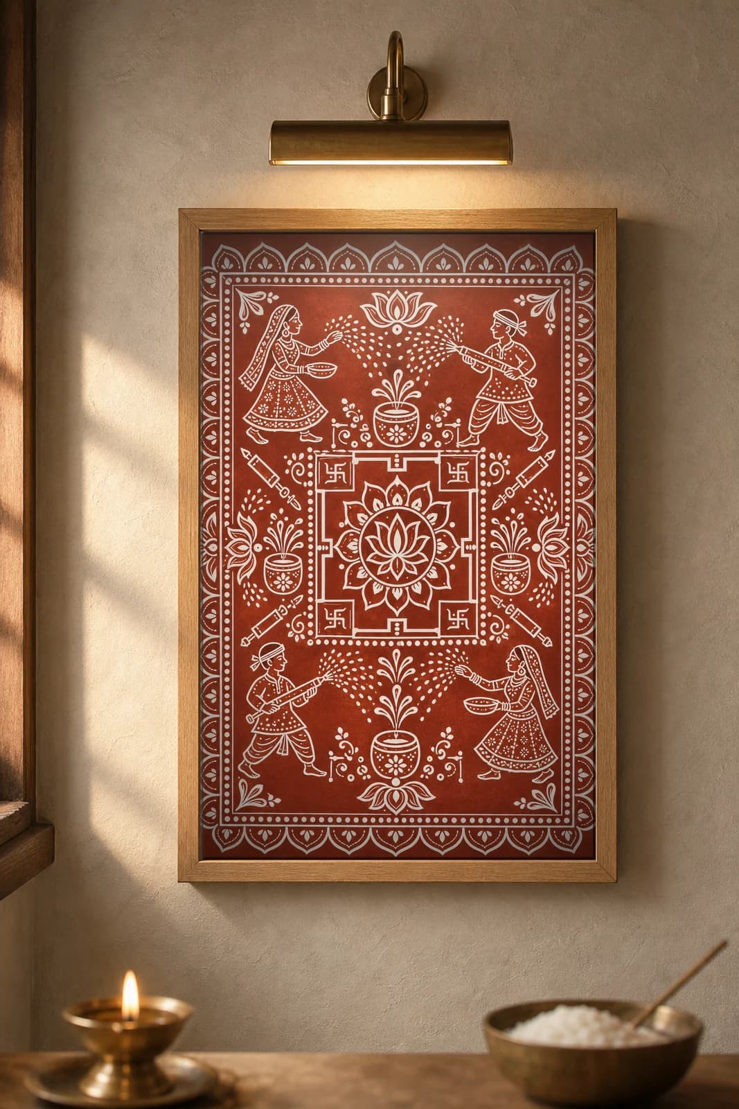 Holi Aangan — framed museum print, Aipan