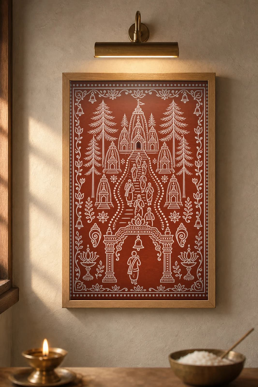 Jageshwar Yatra — framed museum print, Aipan