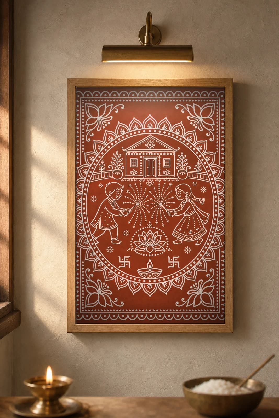 Phuljhadi Night — framed museum print, Aipan