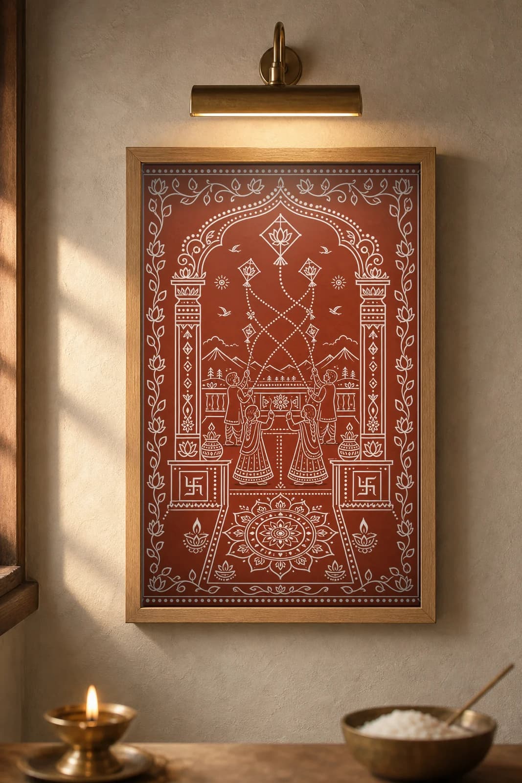 Patang Chhat — framed museum print, Aipan