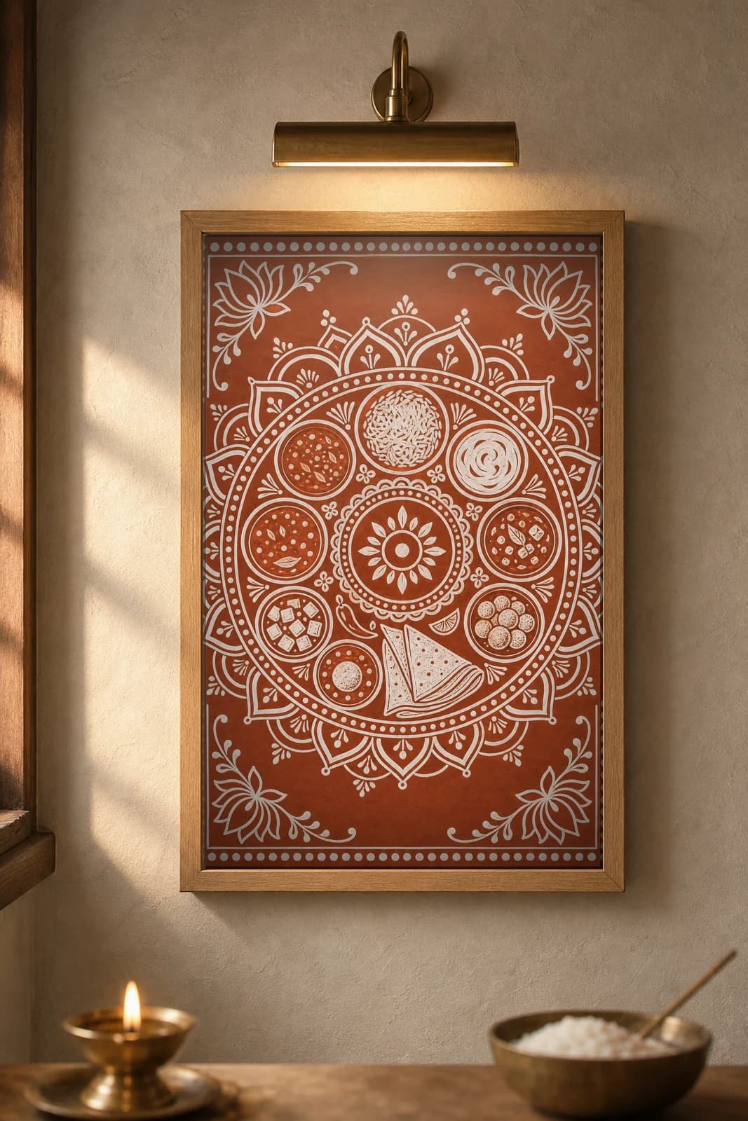 Tyohar Thali — framed museum print, Aipan