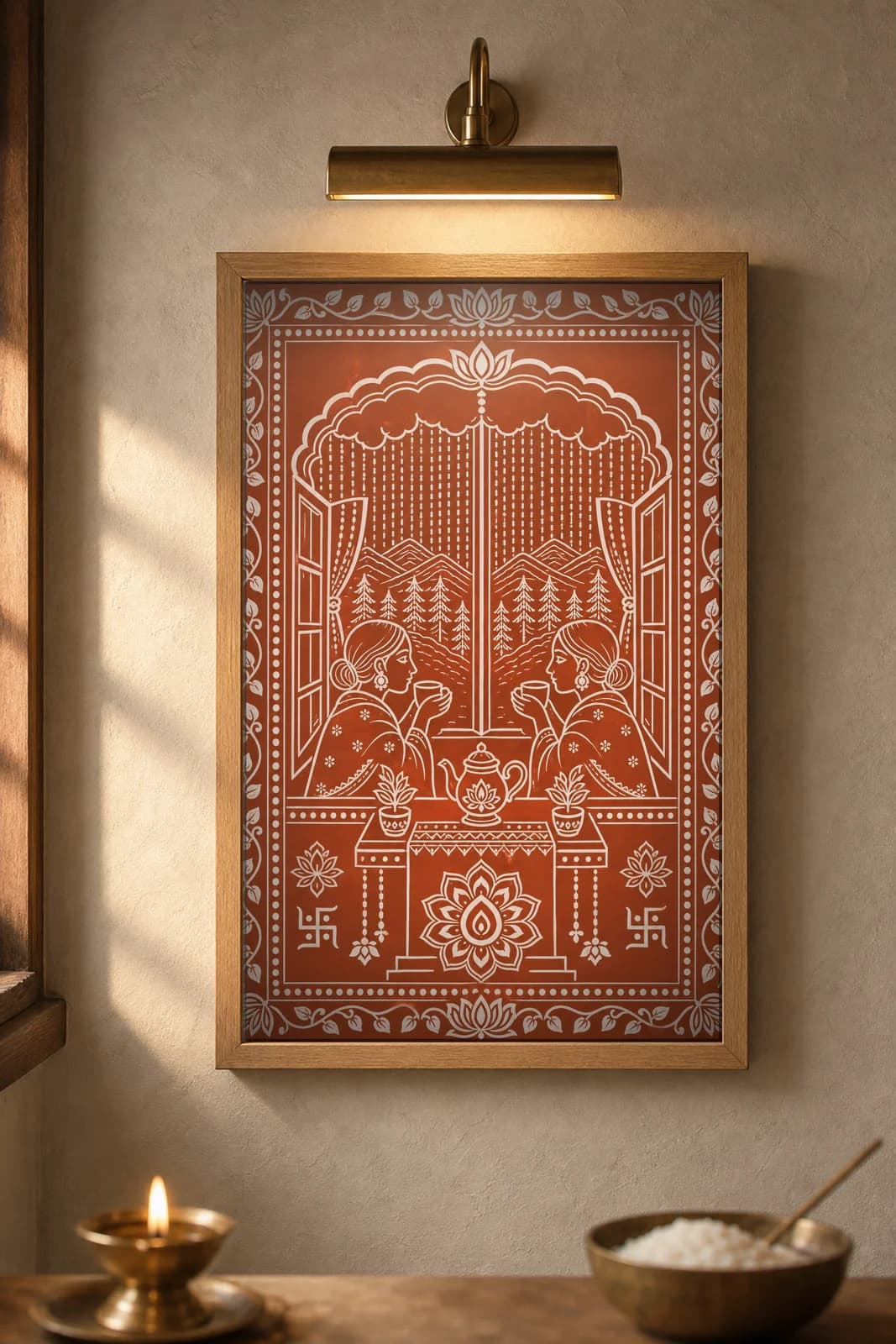 Barsaat Chai — framed museum print, Aipan