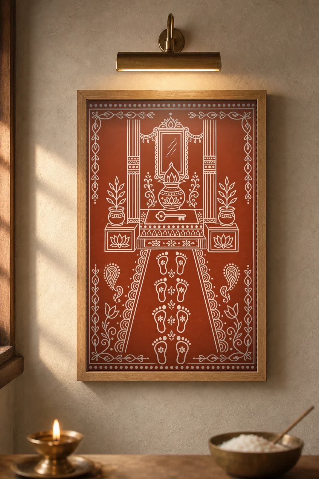 Griha Pravesh — framed museum print, Aipan