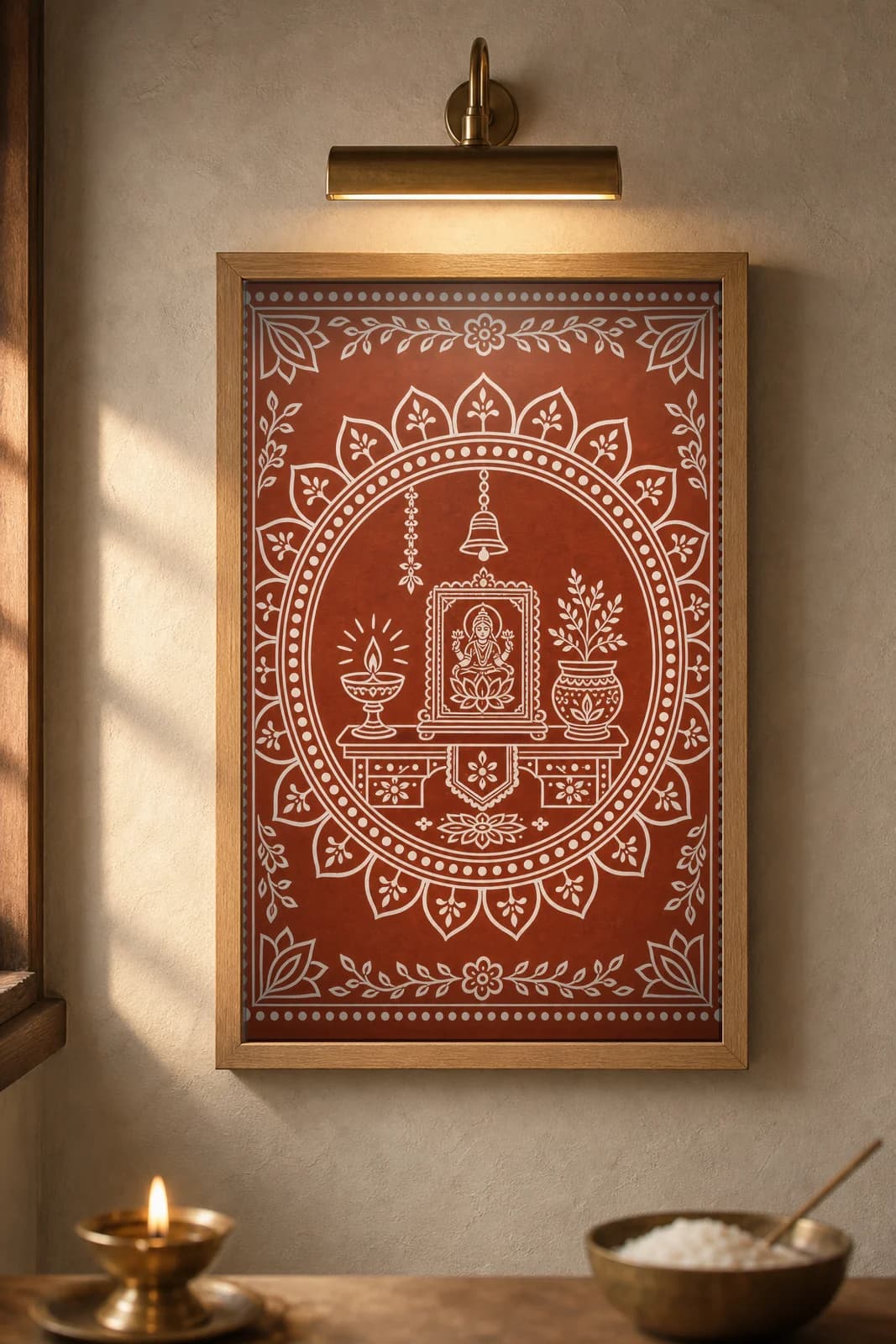 Mandir Corner — framed museum print, Aipan