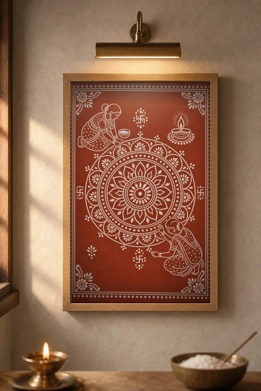 Rangoli Courtyard — framed museum print, Aipan