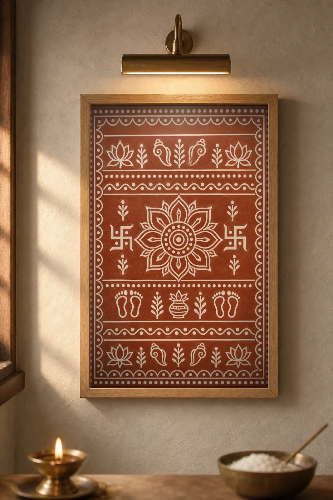 Vasudhara Rekha — framed museum print, Aipan