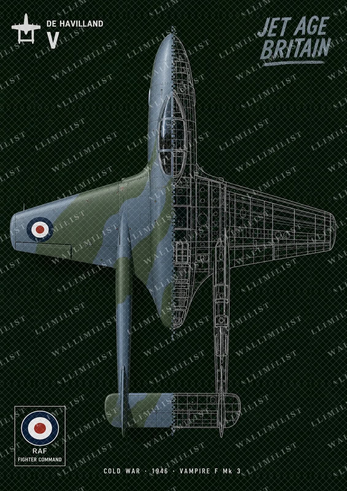 Actual watermarked print of Vampire F Mk 3 — Aircraft Cutaway