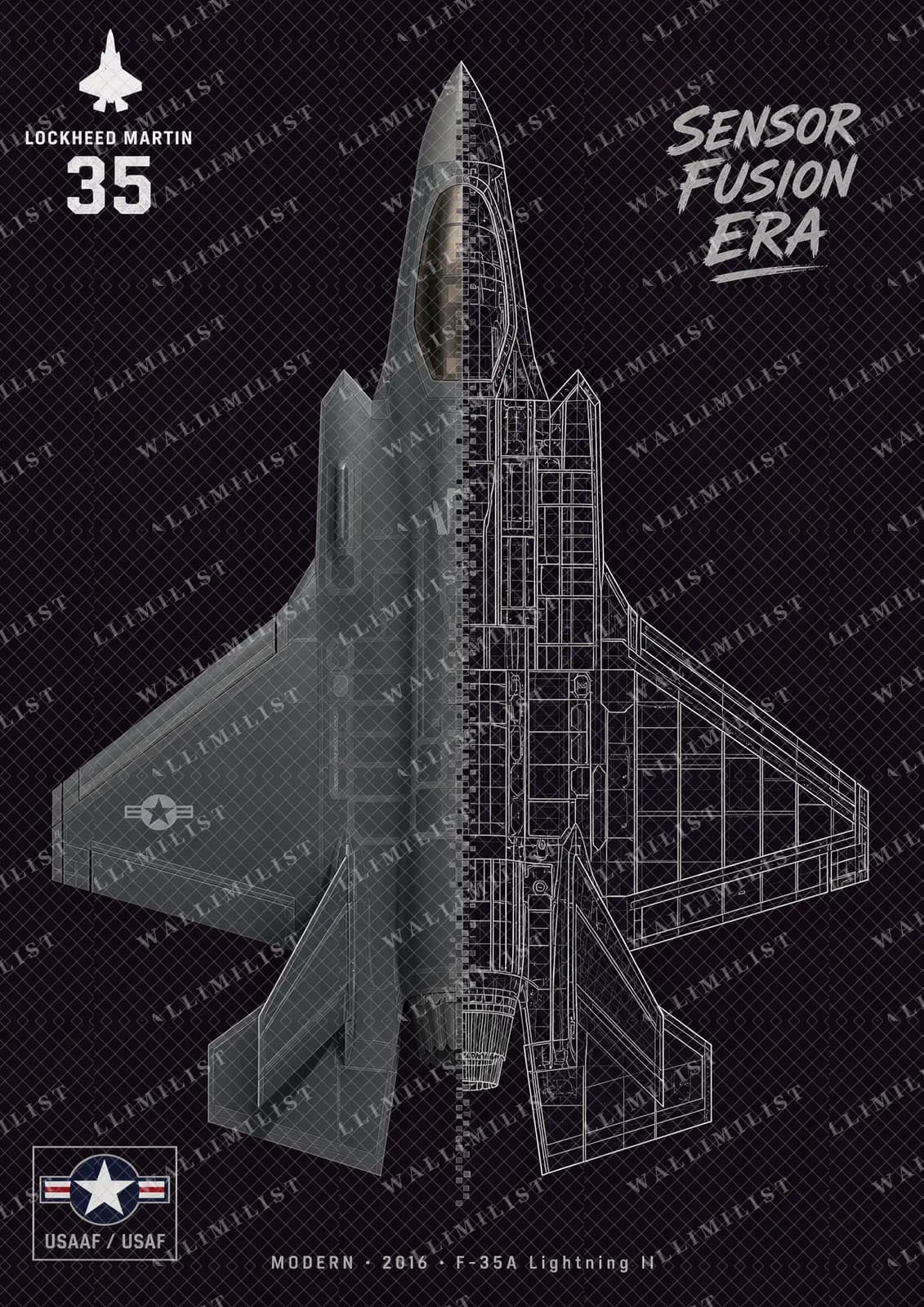 Actual watermarked print of F-35A Lightning II — Aircraft Cutaway