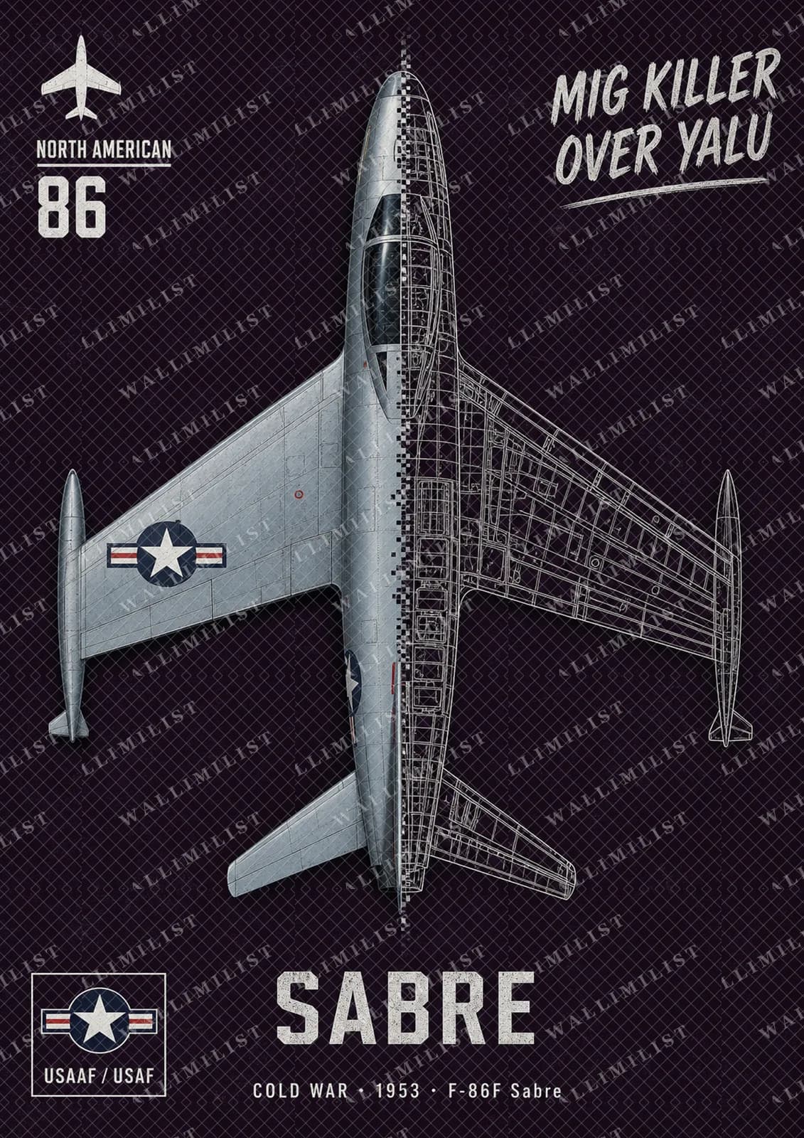 Actual watermarked print of F-86F Sabre — Aircraft Cutaway