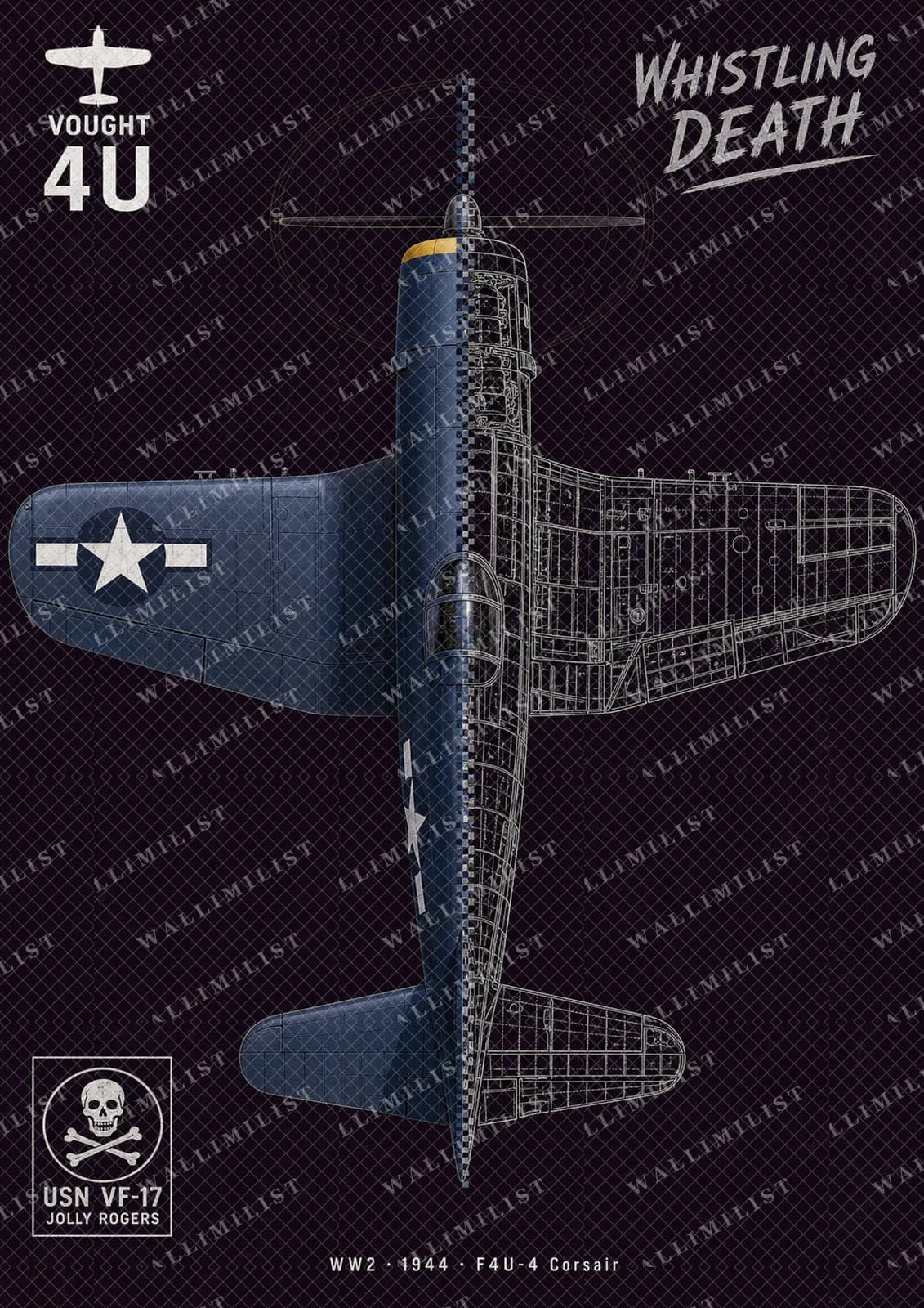 Actual watermarked print of F4U-4 Corsair — Aircraft Cutaway