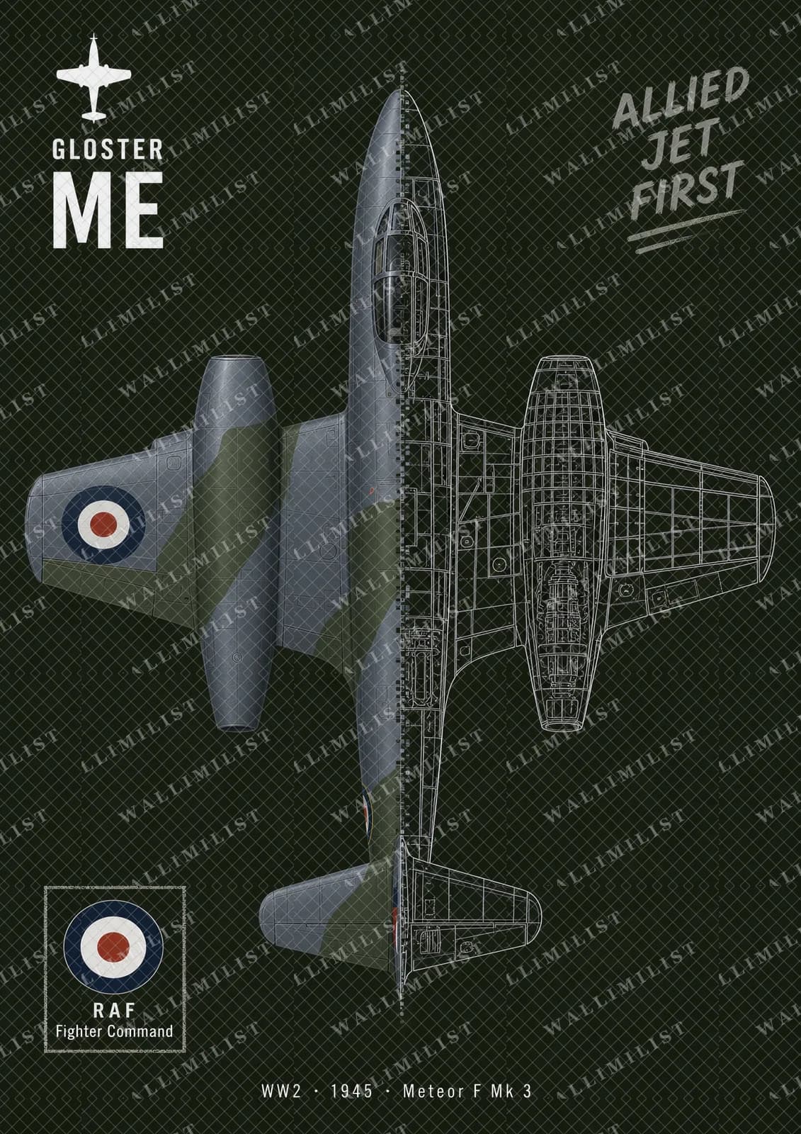 Actual watermarked print of Meteor F Mk 3 — Aircraft Cutaway