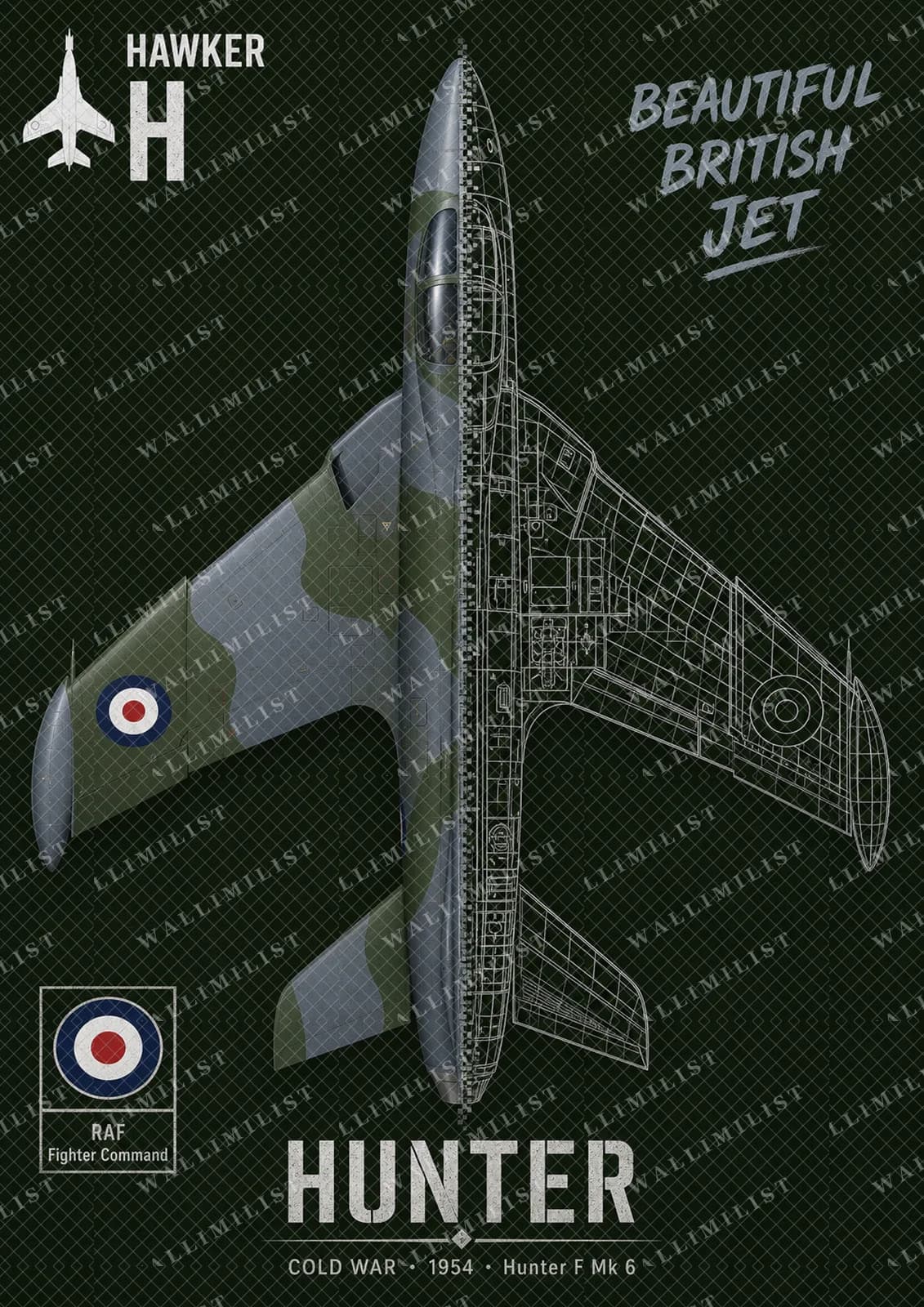 Actual watermarked print of Hunter F Mk 6 — Aircraft Cutaway