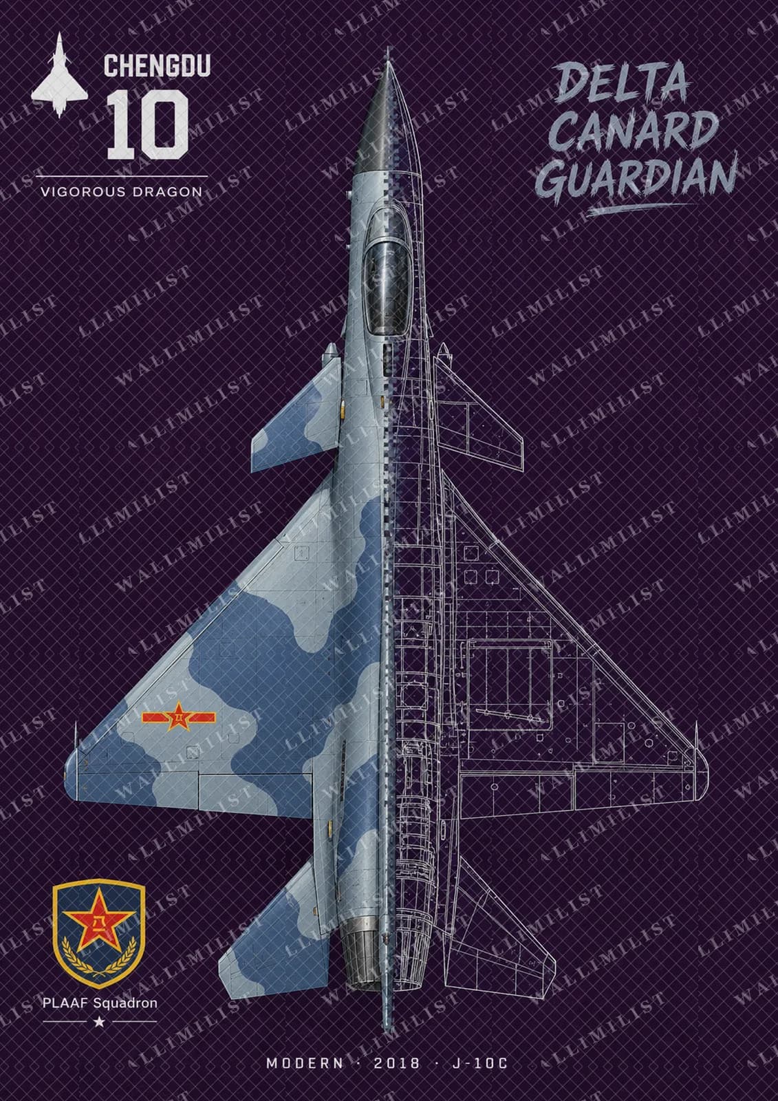Actual watermarked print of J-10C — Aircraft Cutaway
