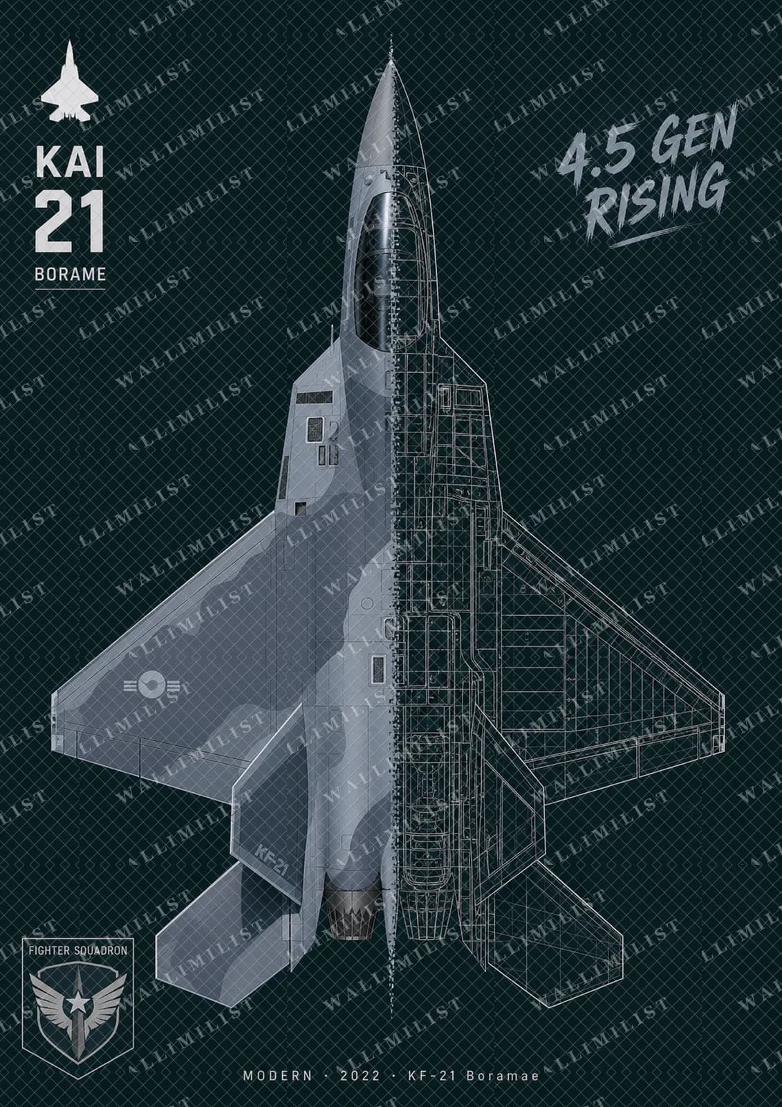 Actual watermarked print of KF-21 Boramae — Aircraft Cutaway