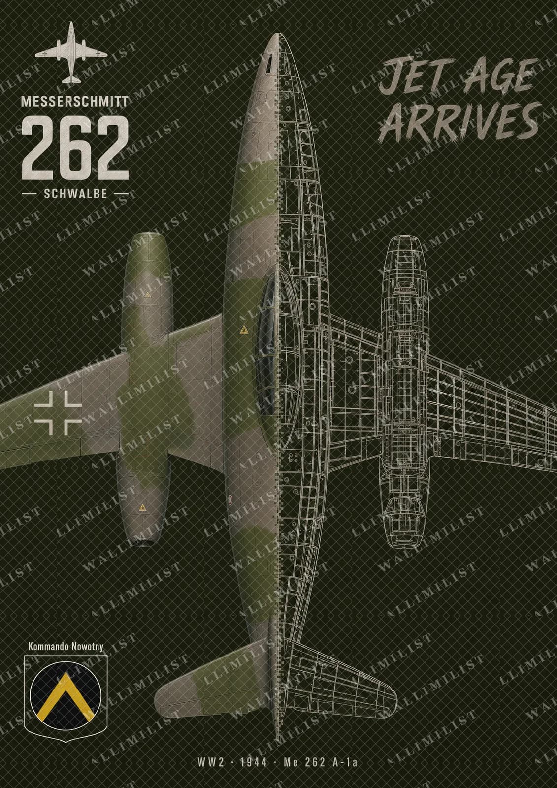 Actual watermarked print of Me 262 A-1a — Aircraft Cutaway