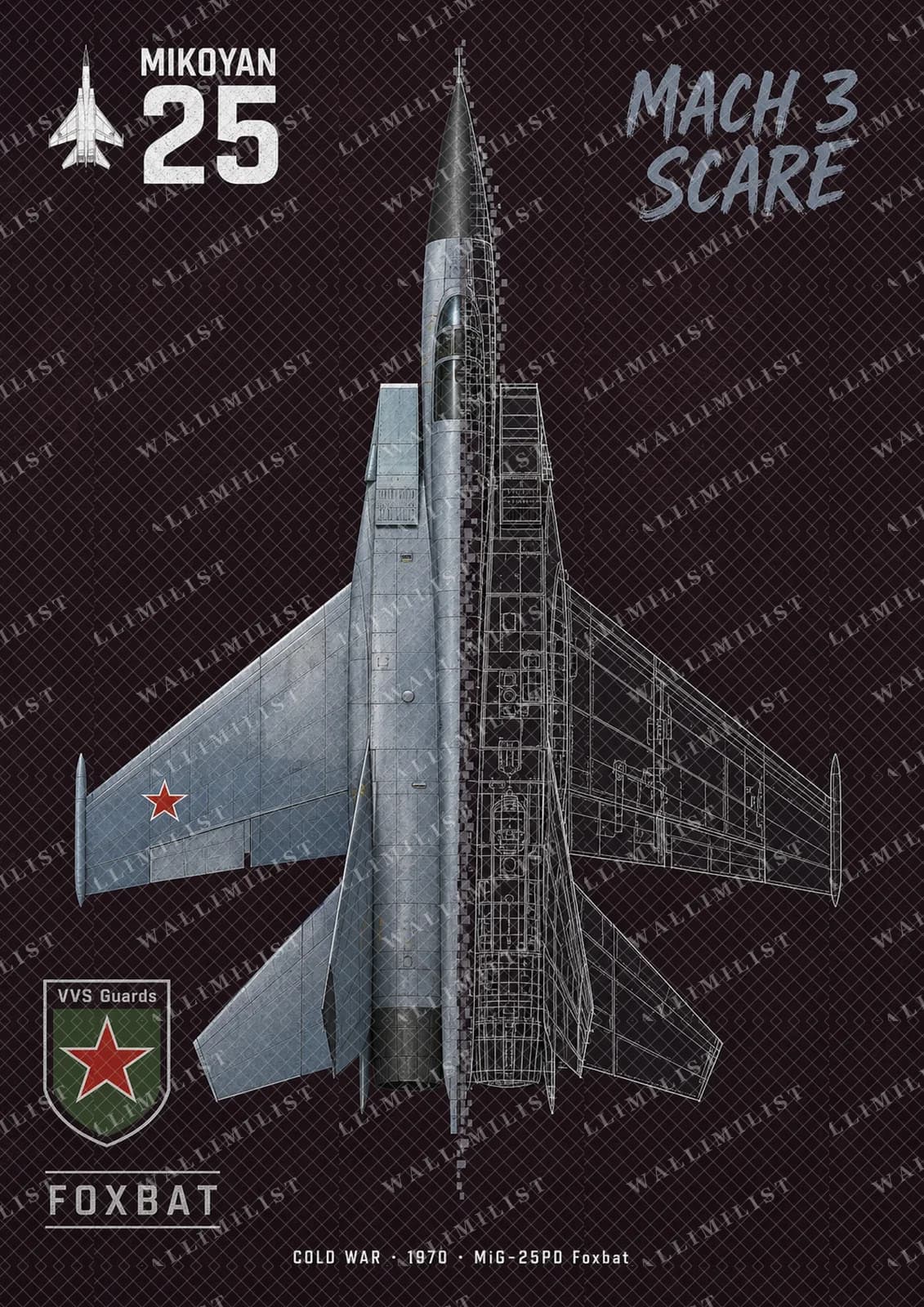 Actual watermarked print of MiG-25PD Foxbat — Aircraft Cutaway