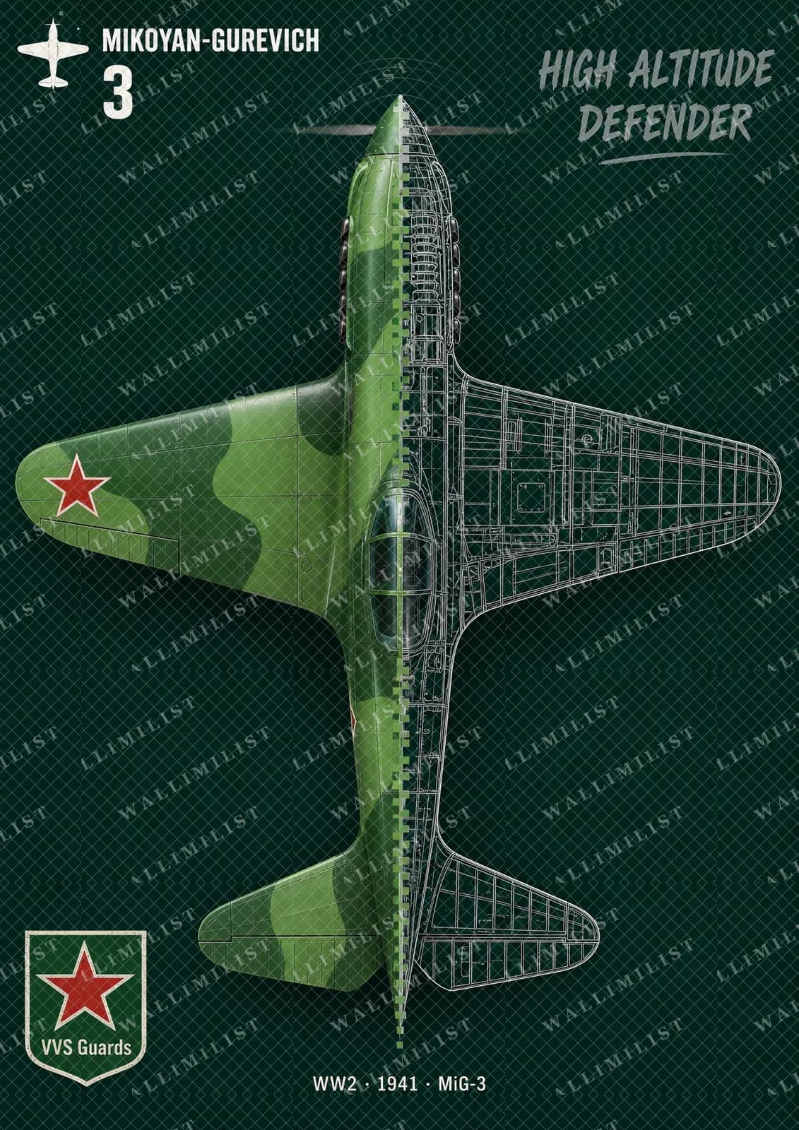 Actual watermarked print of MiG-3 — Aircraft Cutaway