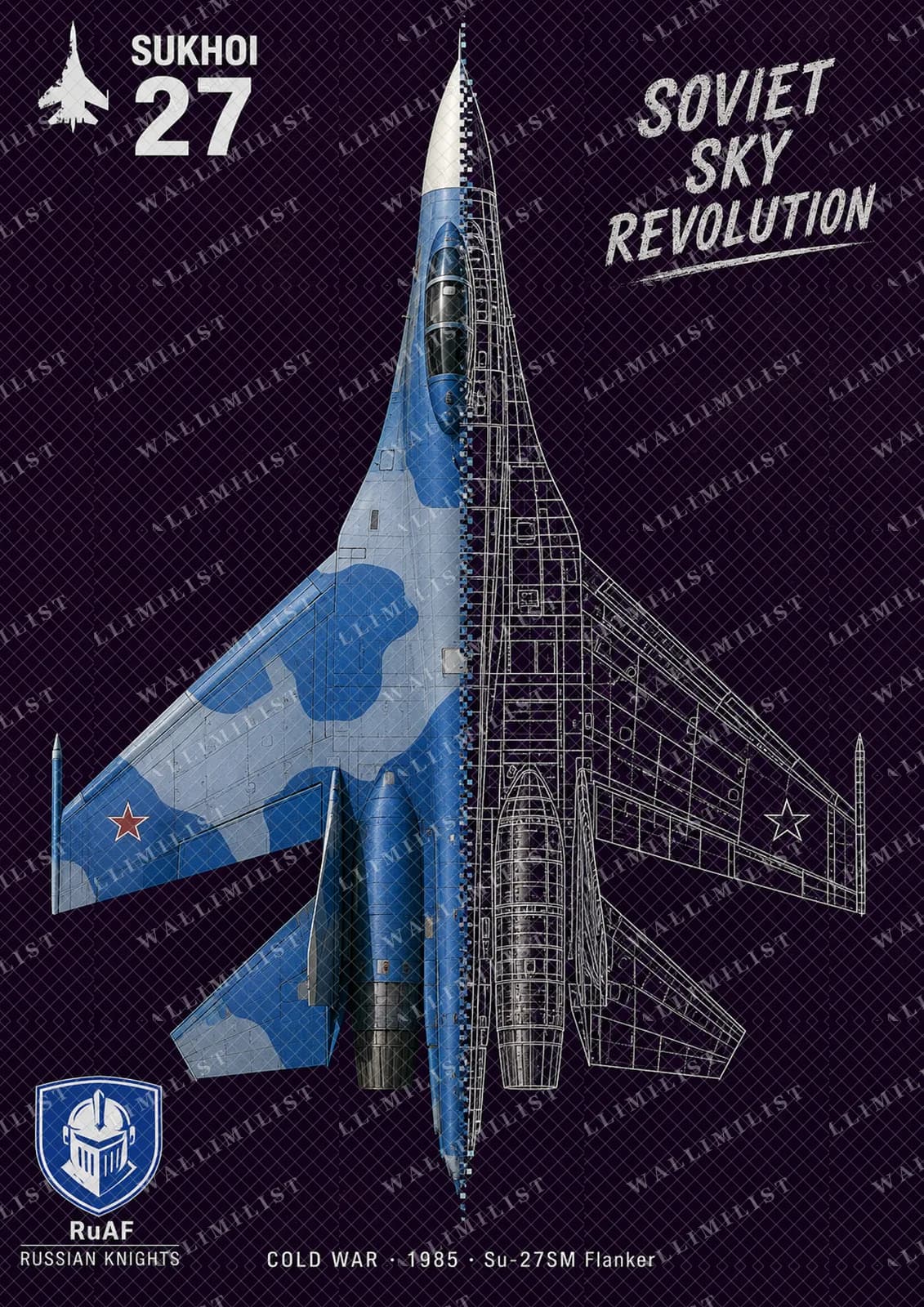 Actual watermarked print of Su-27SM Flanker — Aircraft Cutaway