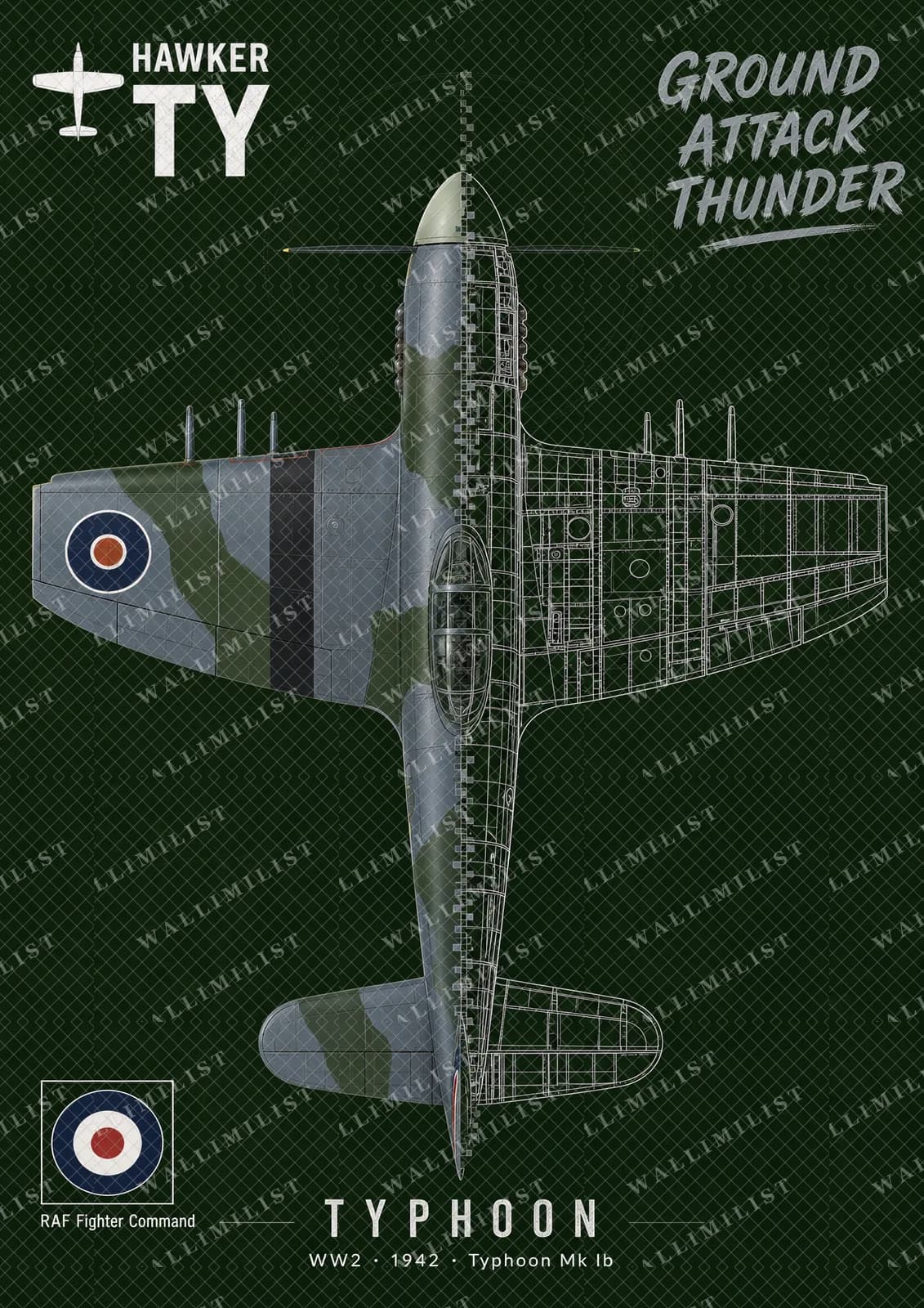 Actual watermarked print of Typhoon Mk Ib — Aircraft Cutaway