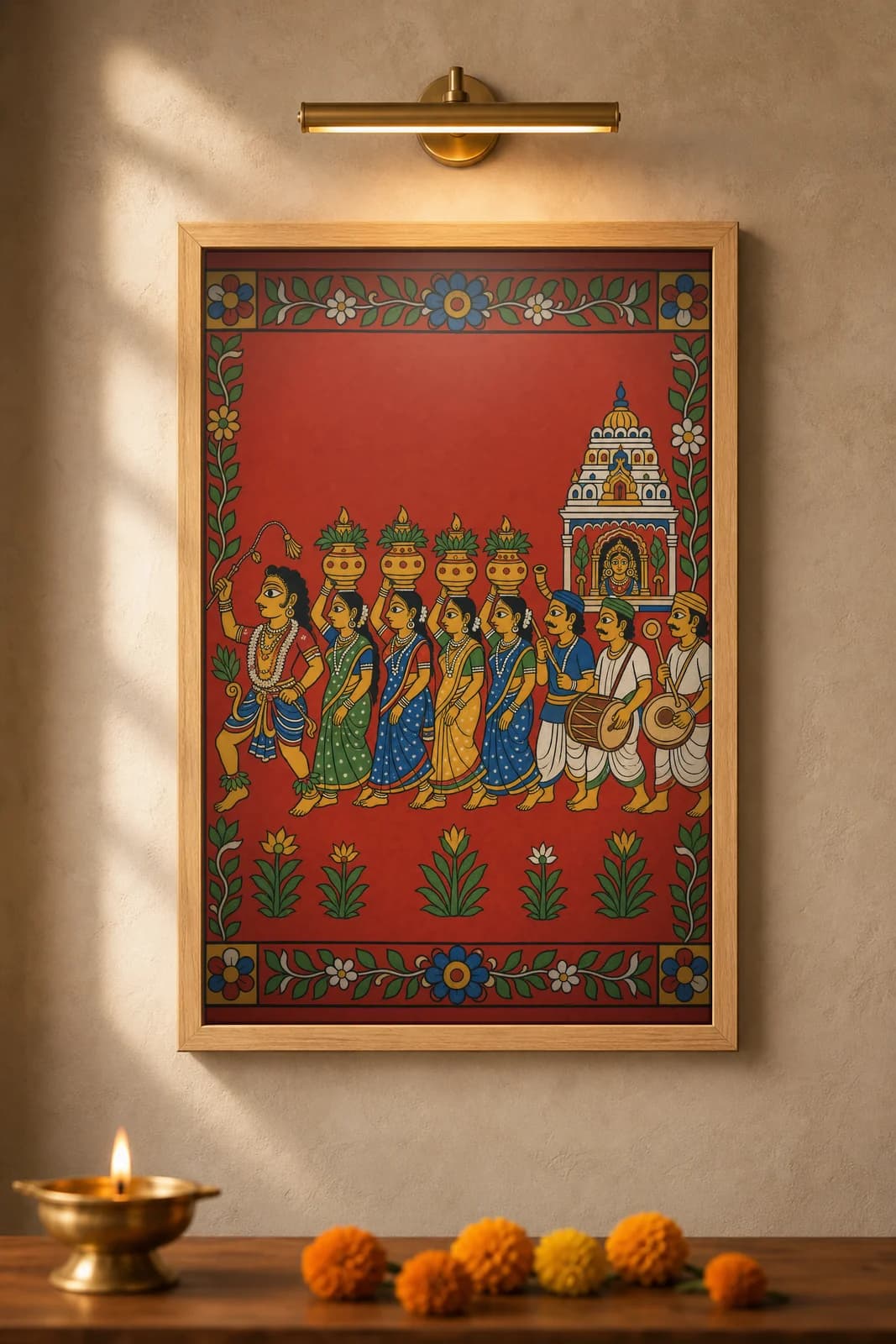 Bonalu Pot Procession — framed museum print, Cheriyal