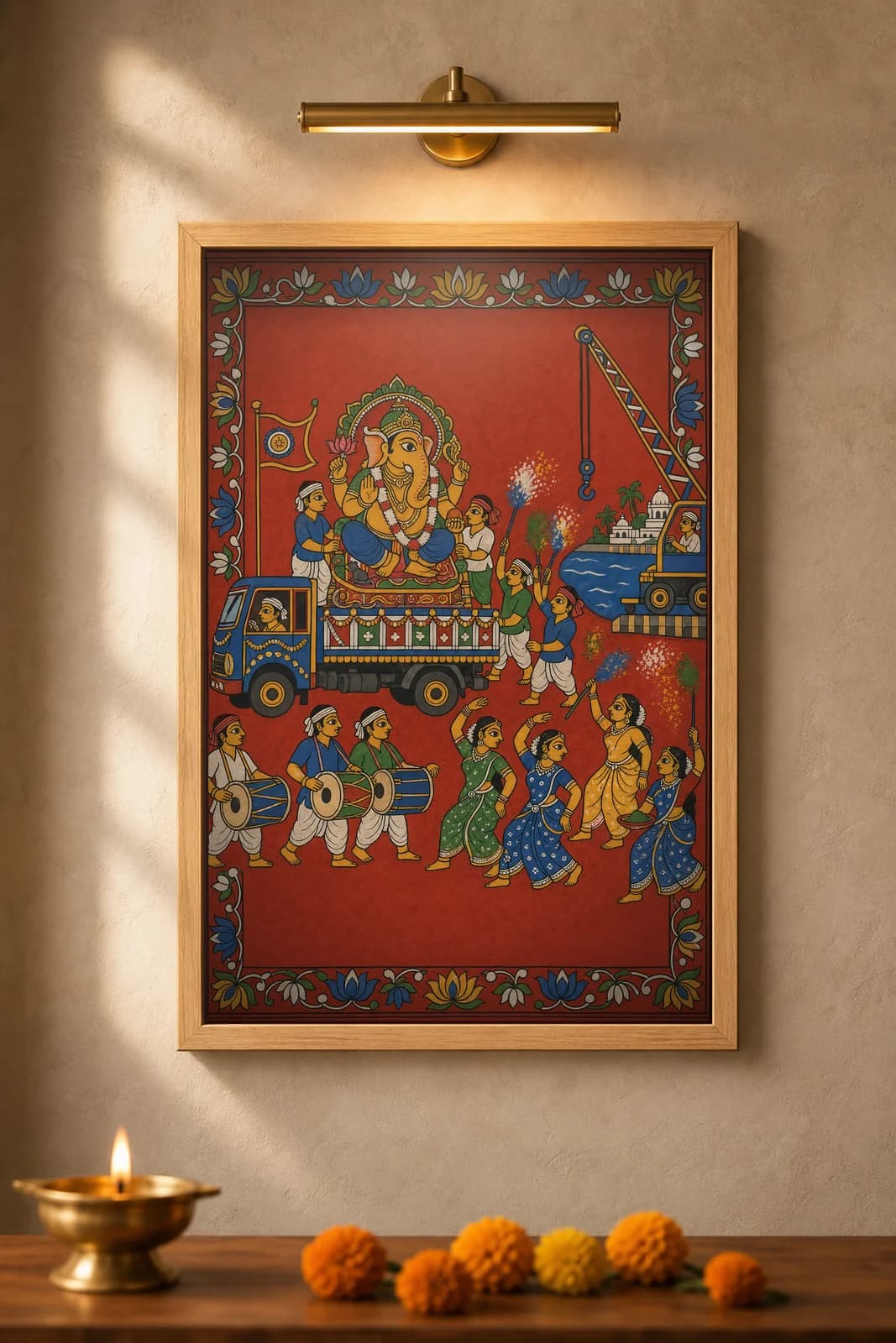 Ganesha Immersion — framed museum print, Cheriyal
