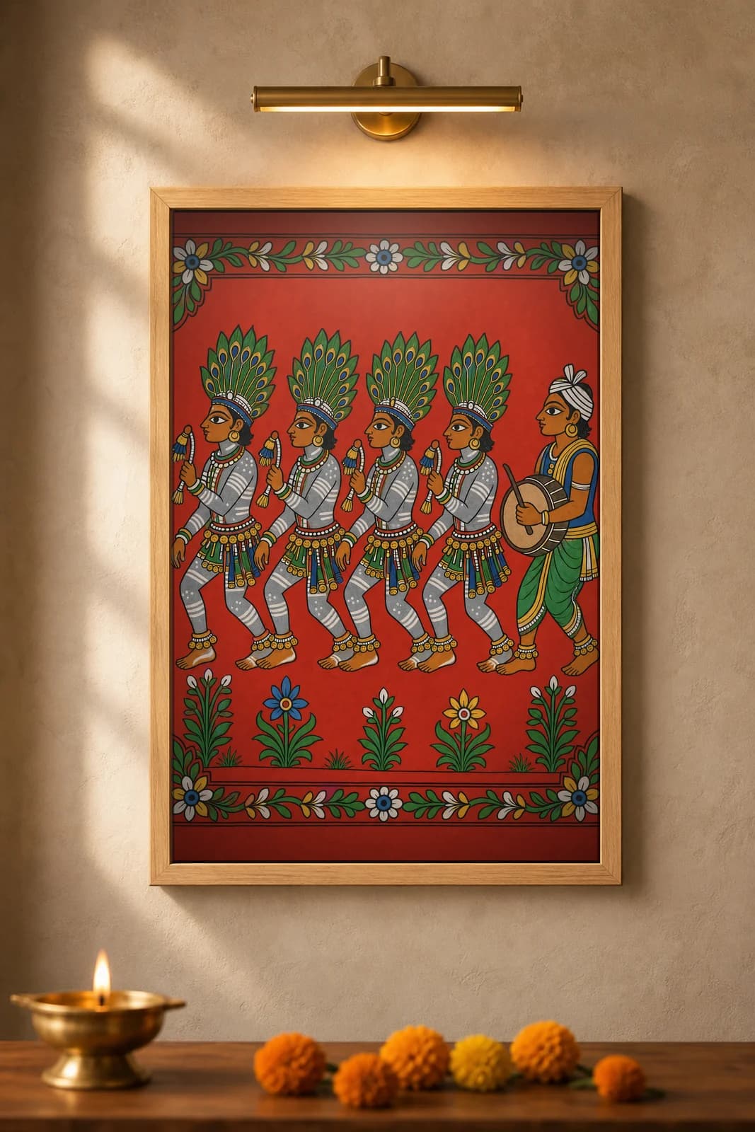 Gussadi Dancers — framed museum print, Cheriyal