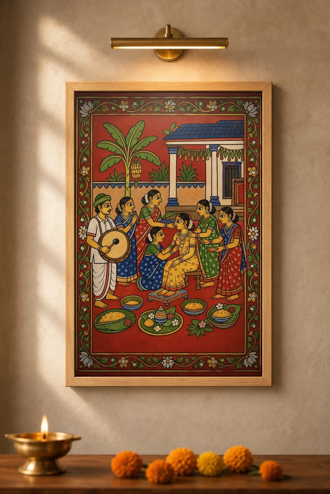 Haldi Courtyard — framed museum print, Cheriyal