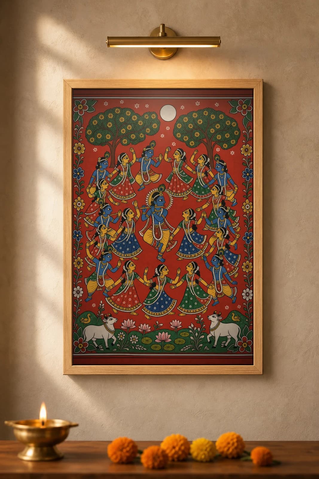 Rasa Lila Circle Dance — framed museum print, Cheriyal
