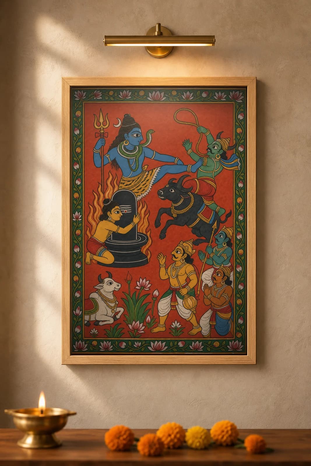 Markandeya & Yama — framed museum print, Cheriyal