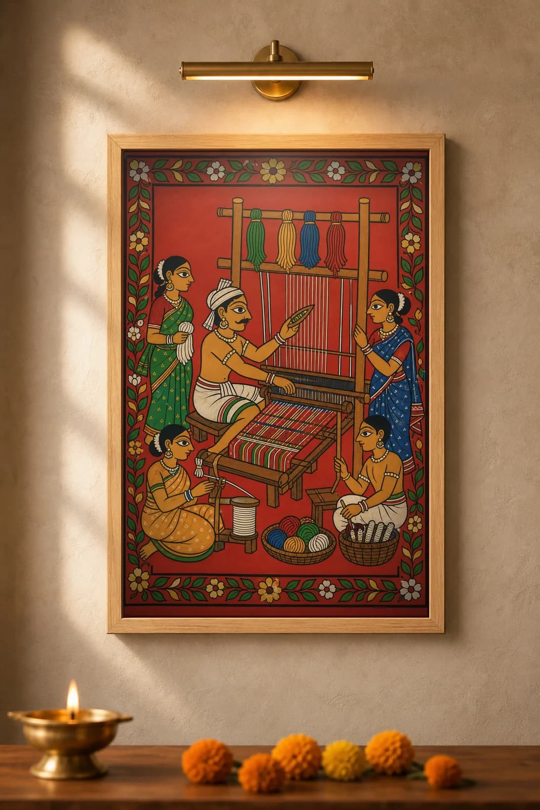 Padmasali Weaver — framed museum print, Cheriyal