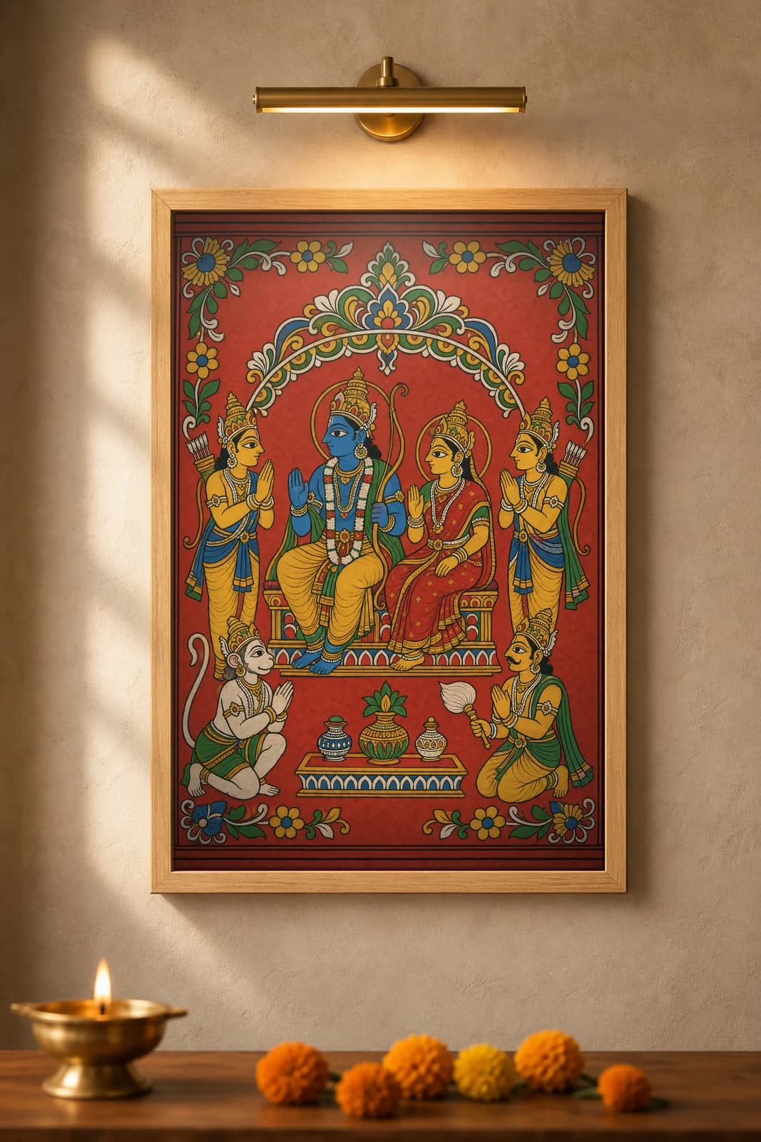 Rama Pattabhisheka — framed museum print, Cheriyal
