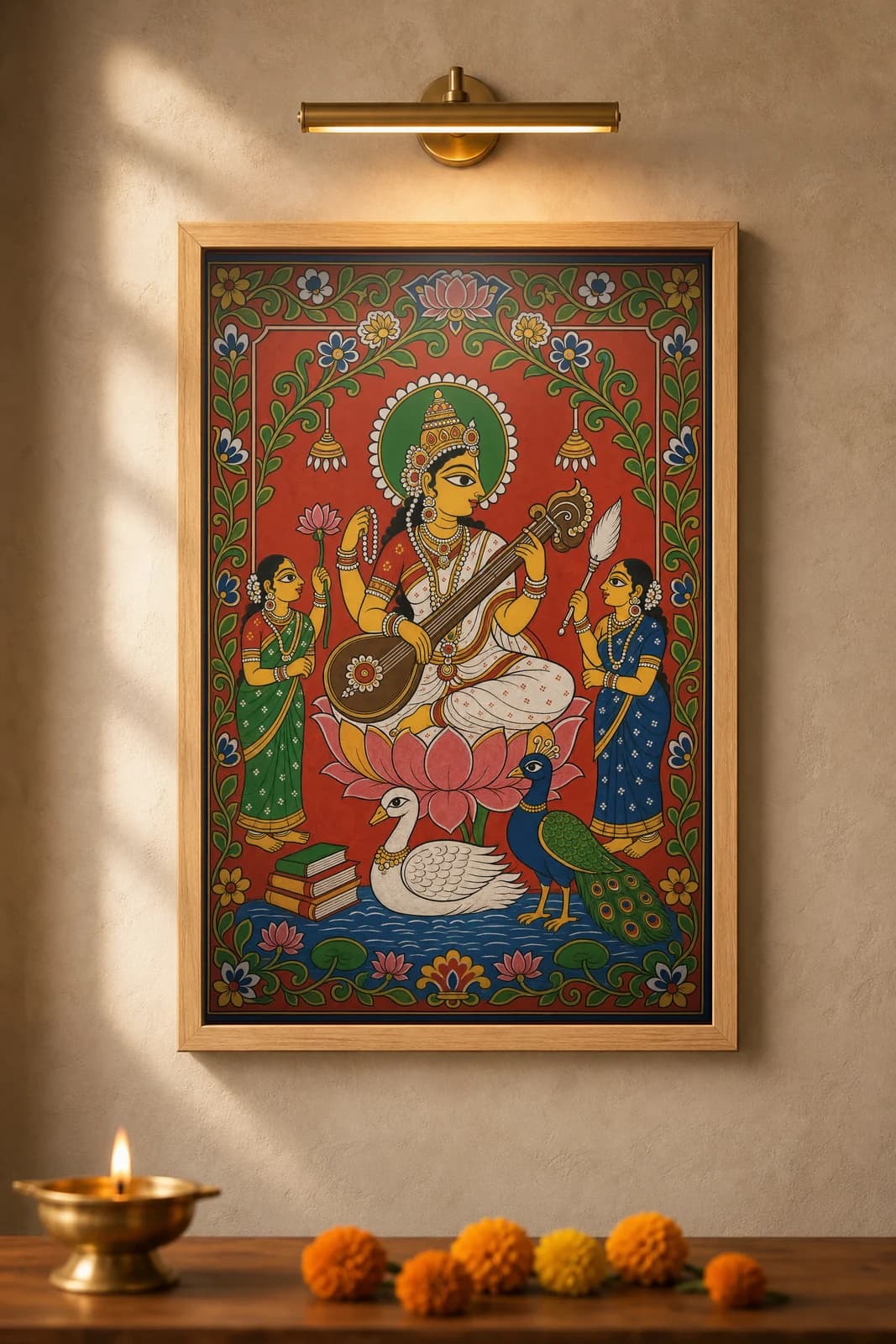 Saraswati Veena — framed museum print, Cheriyal