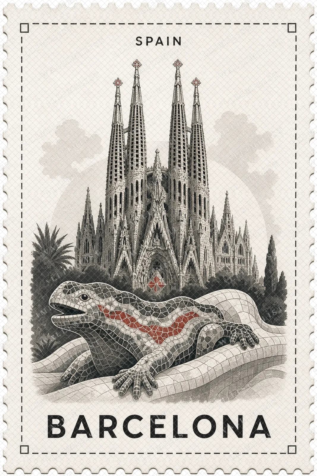 Actual watermarked print of Barcelona