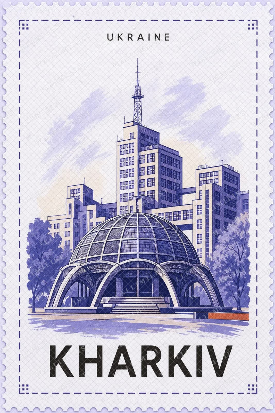 Actual watermarked print of Kharkiv