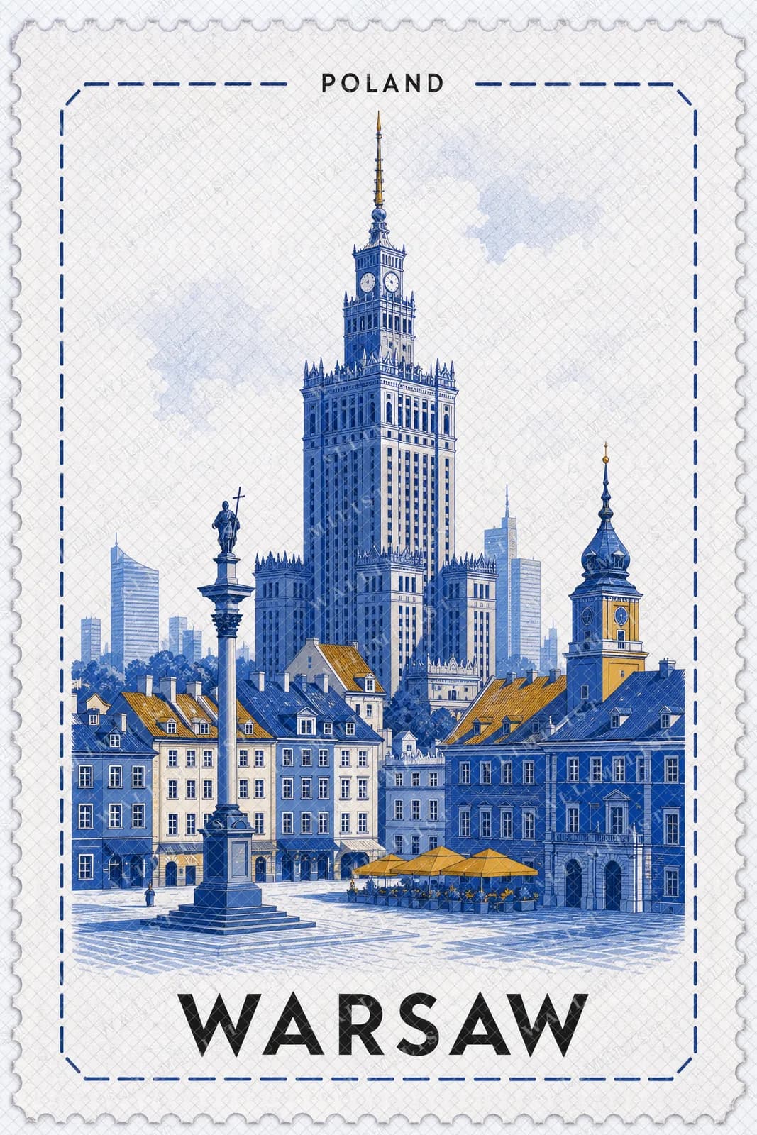 Actual watermarked print of Warsaw