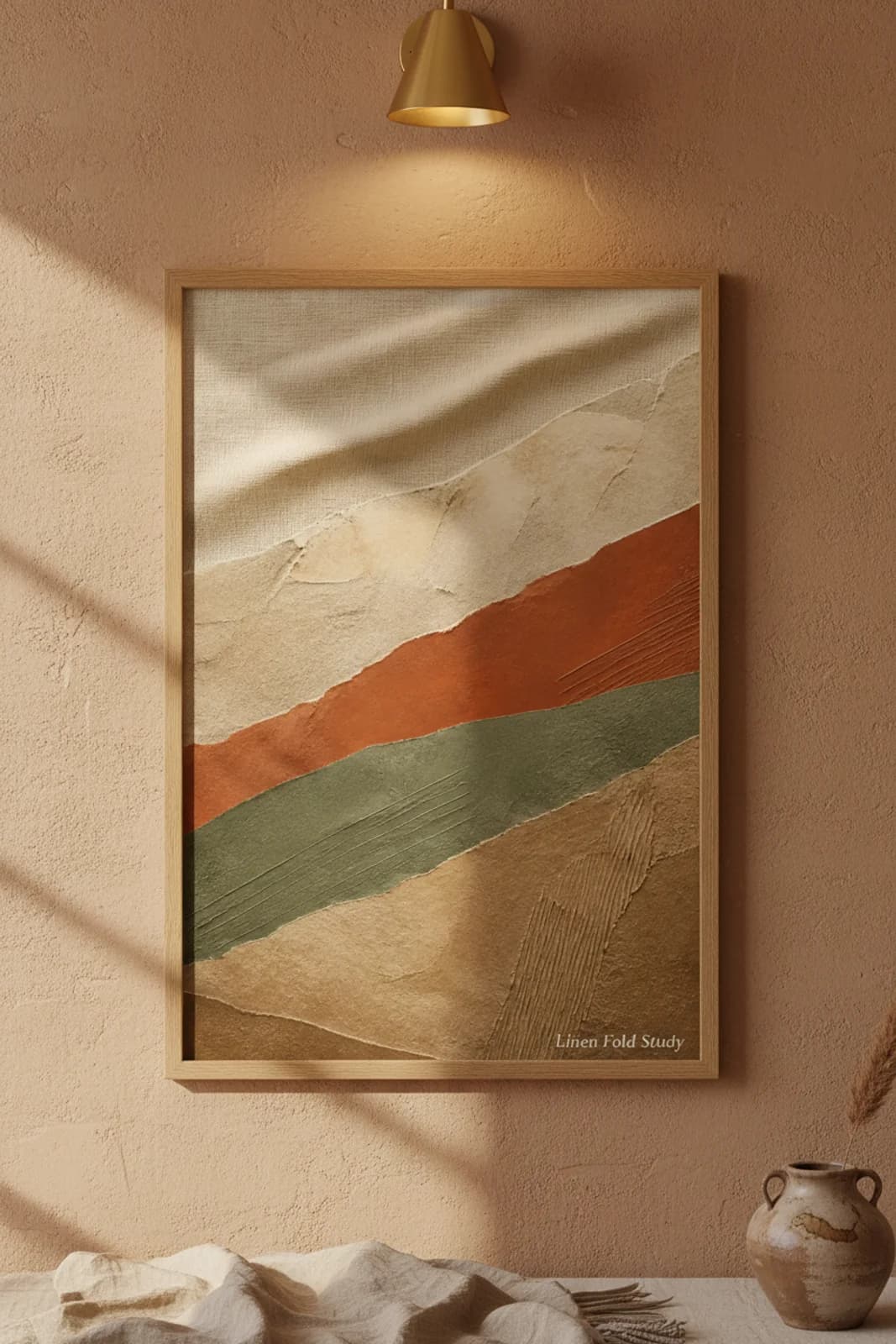 Linen Fold Study — framed museum print, Earthy Minimalism