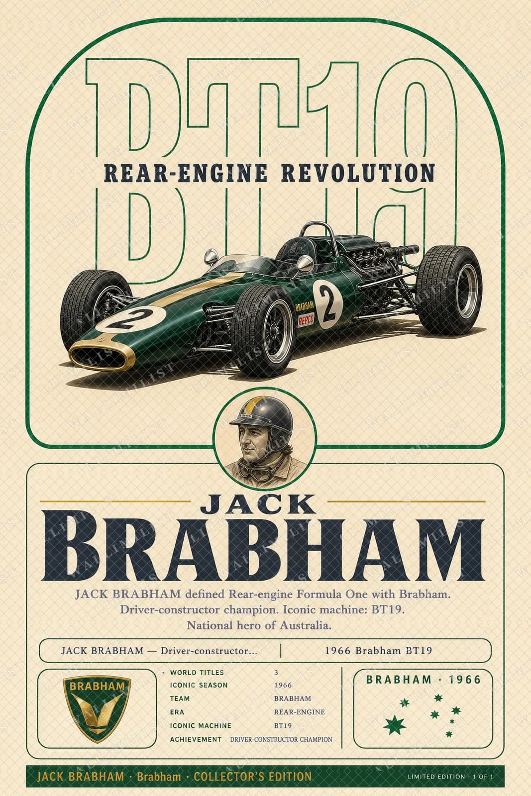 Actual watermarked print of Jack Brabham