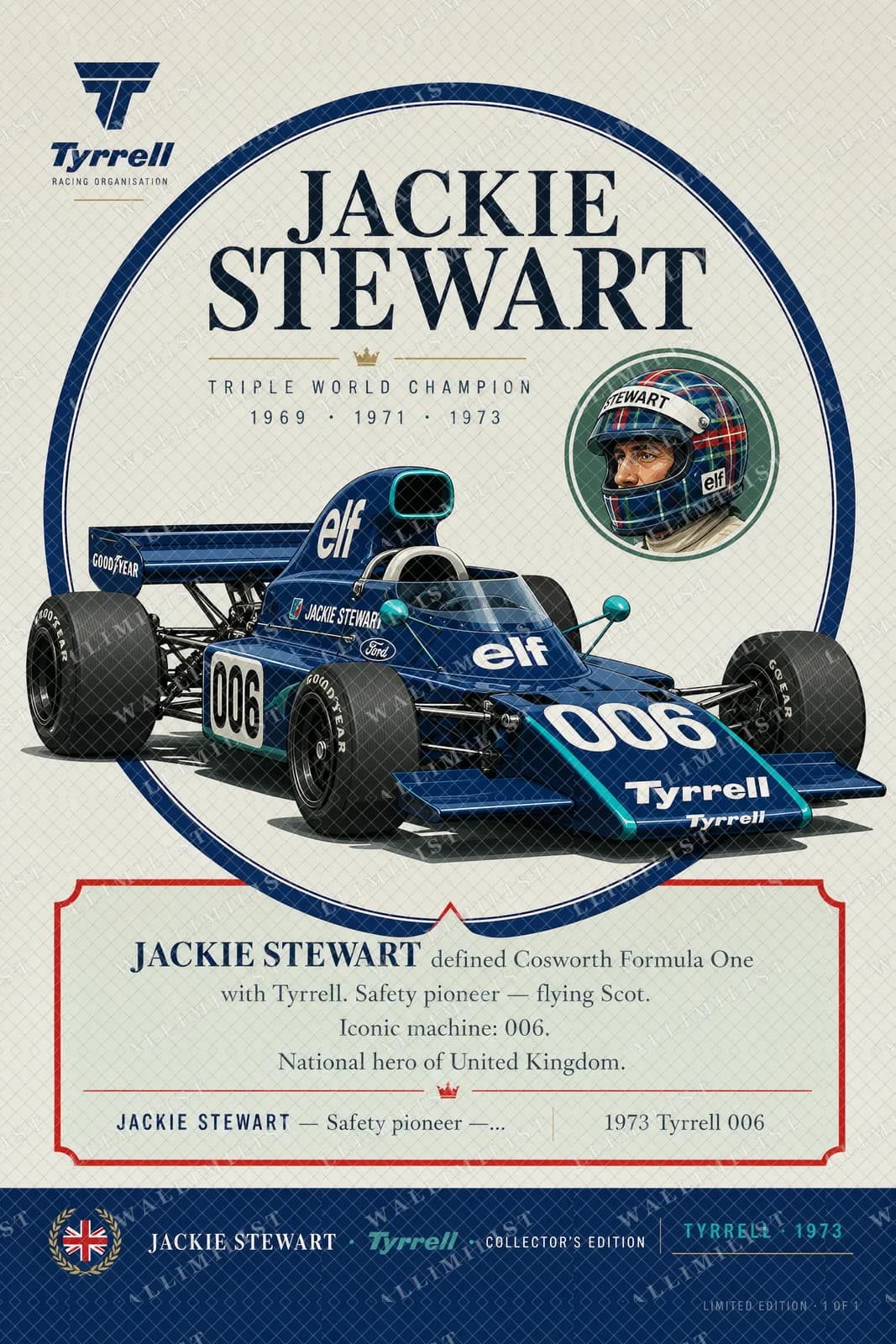 Actual watermarked print of Jackie Stewart — F1 Heritage Collector