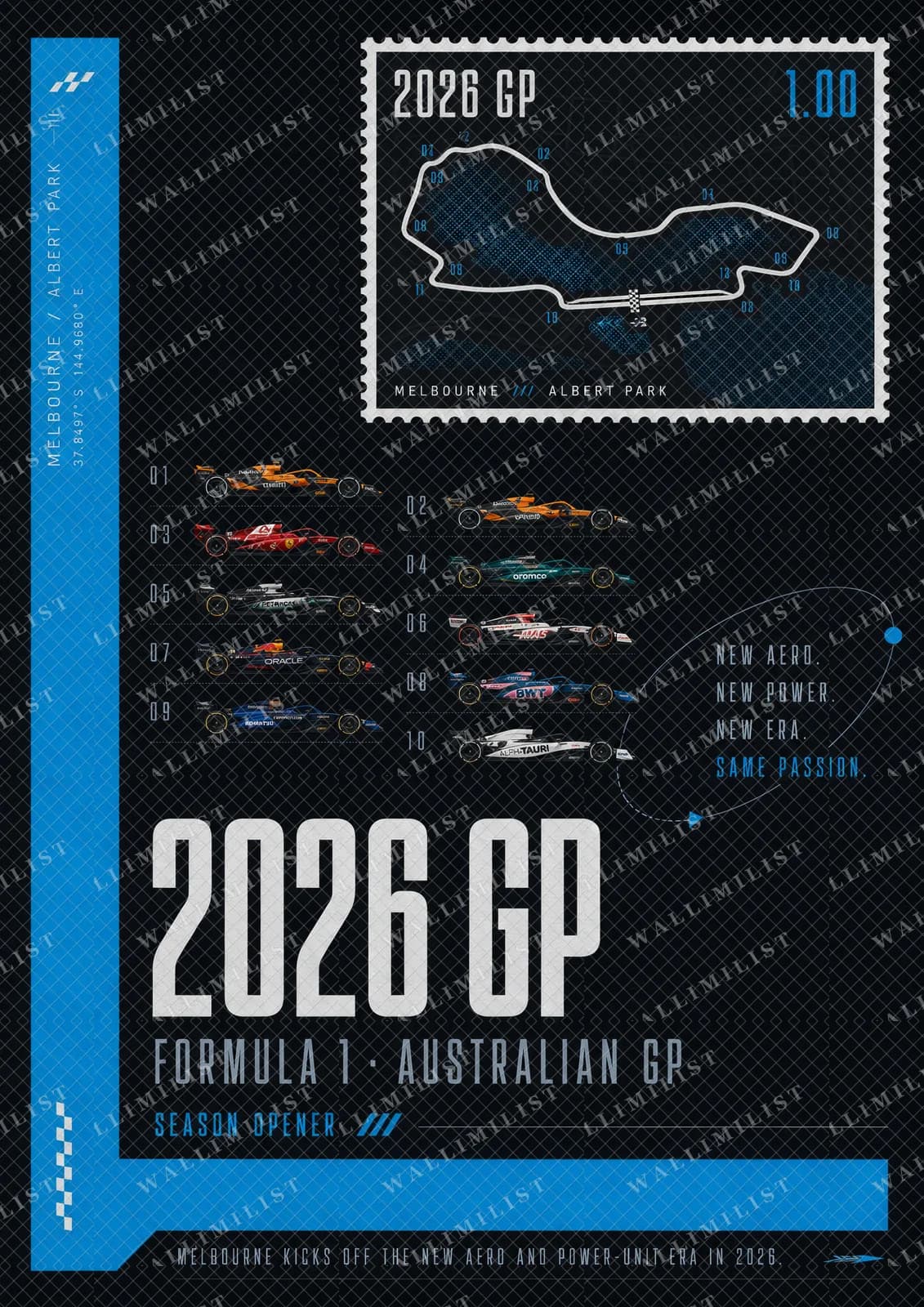 Actual watermarked print of 2026 Grid — 2026 Australian Grand Prix opener