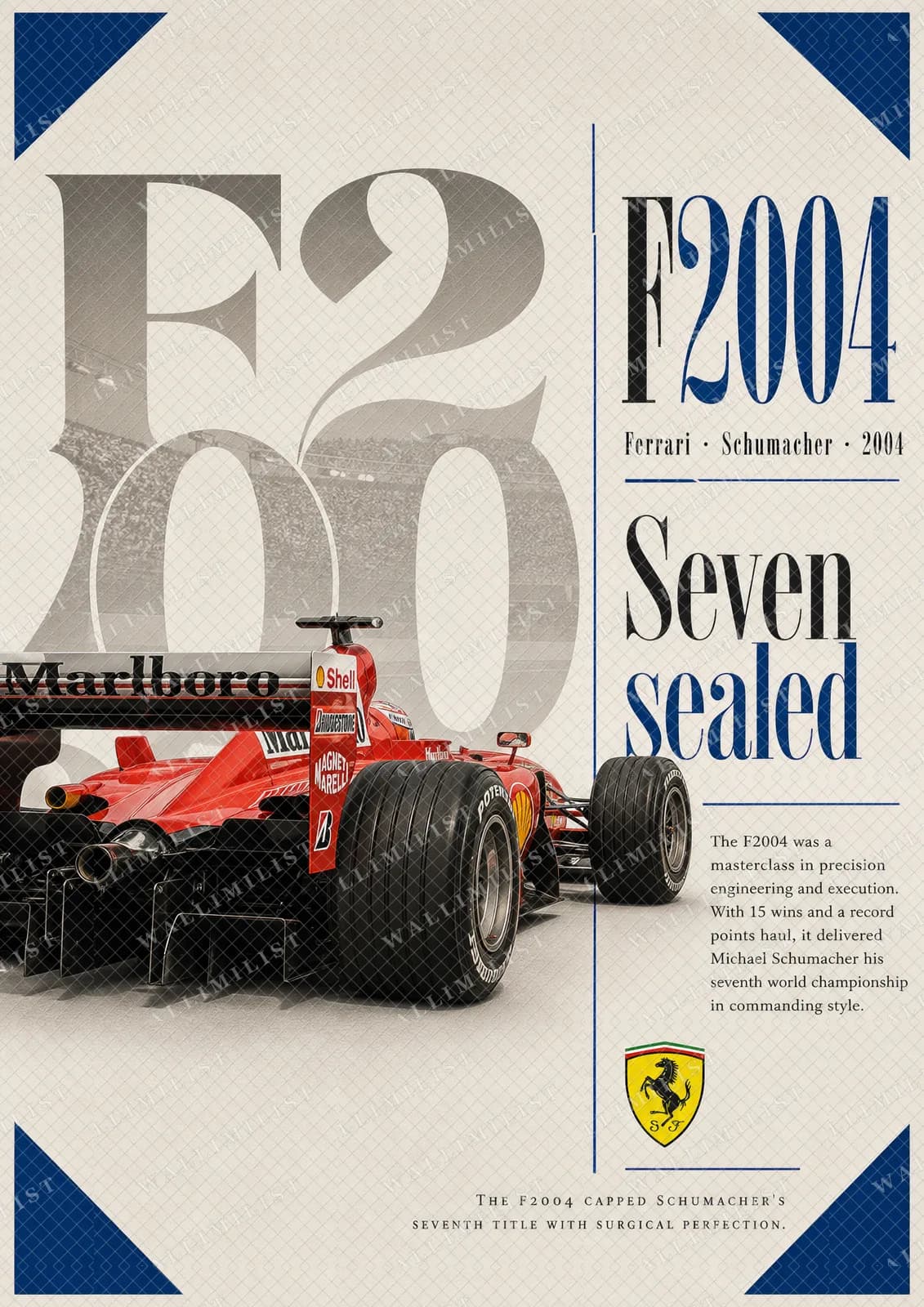 Actual watermarked print of Michael Schumacher — Ferrari F2004 perfection