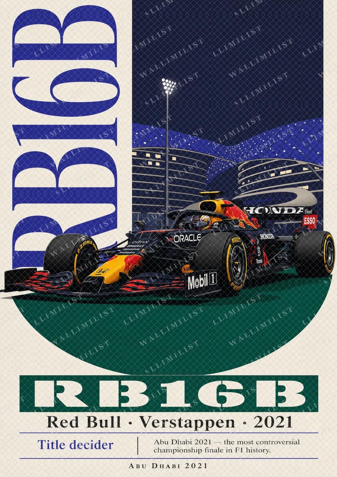 Actual watermarked print of Max Verstappen — Abu Dhabi 2021 title finale