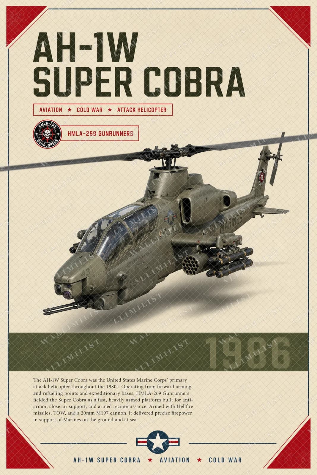 Actual watermarked print of AH-1W Super Cobra