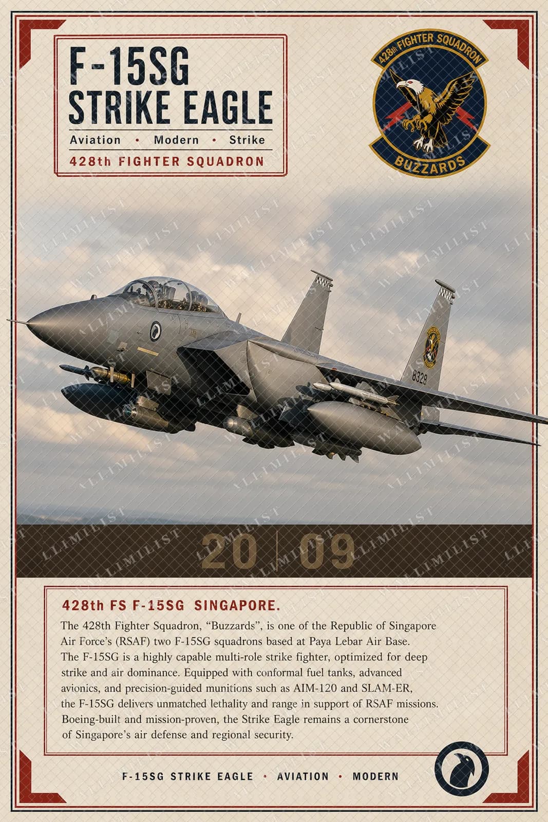 Actual watermarked print of F-15SG Strike Eagle